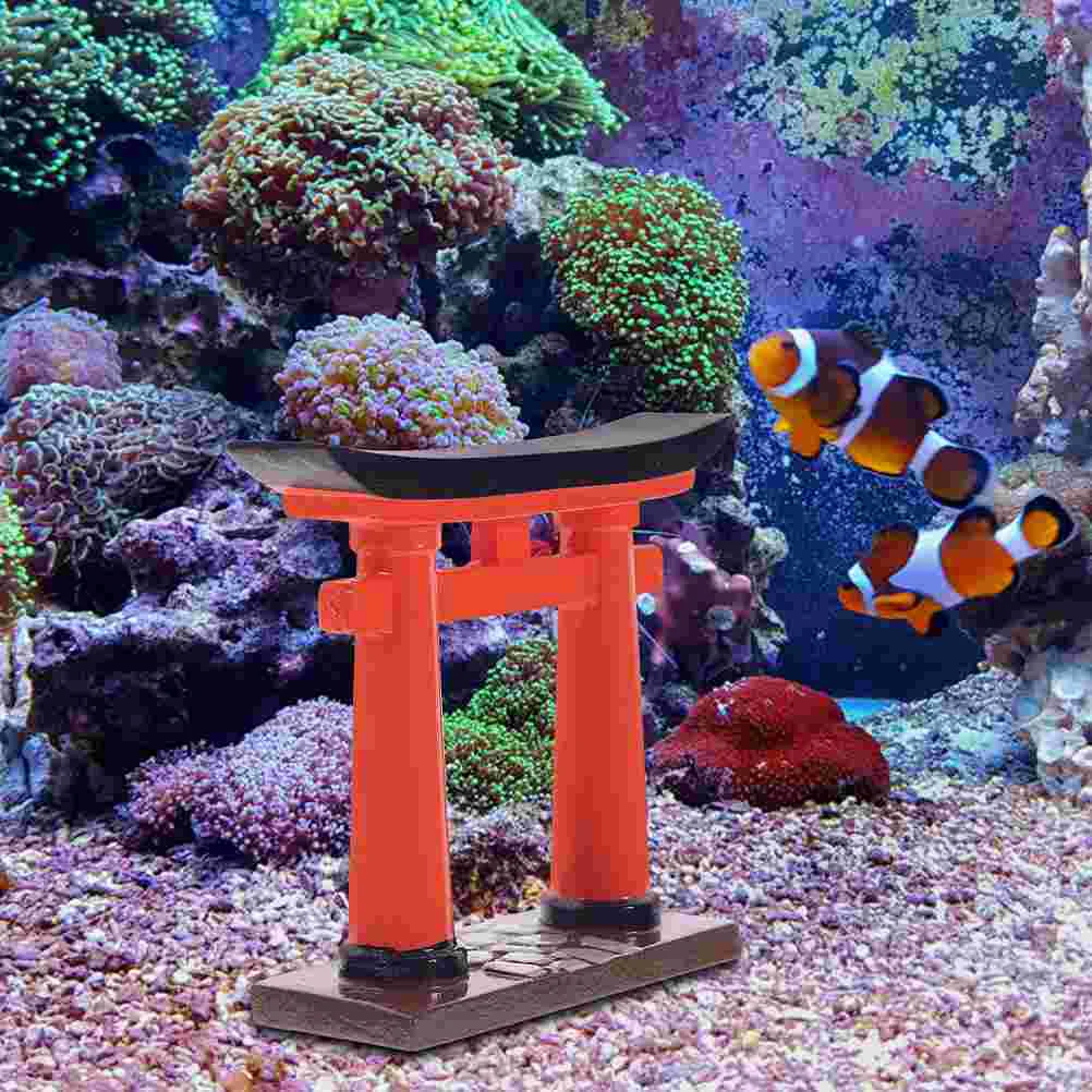 

2 Pcs Japanese Torii Gate Micro Landscaping Mini House Decorations Fish Tank Door Crafts Resin Fairy Japanese-style Garden