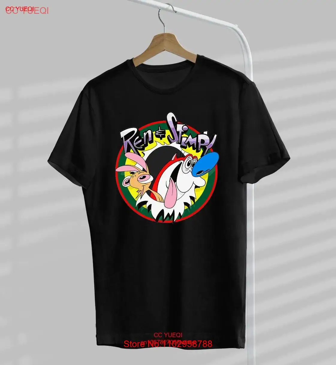 Футболка с героями мультфильмов Рен и Стимппи черная хлопковая футболка все
