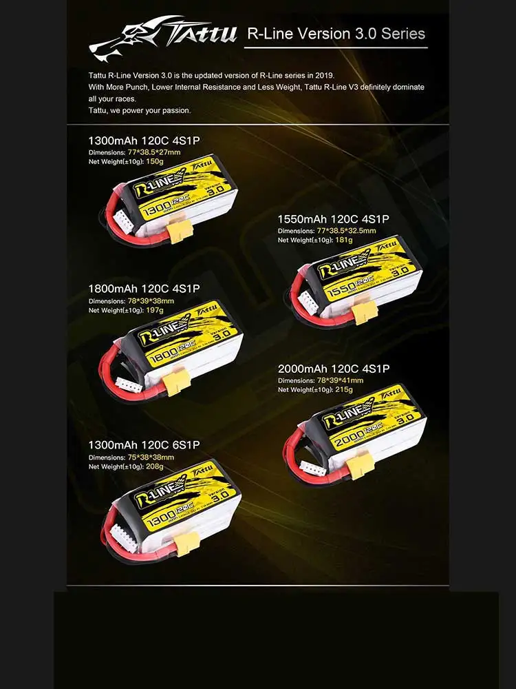Tattu R-Line версия 3 0 V3 1050/1300/1550/1800/2000 мАч 120C 4S 6S 4 2 В Lipo Батарея XT60 Разъем FPV Гоночный
