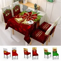 Christmas Table Decor Cloth Waterproof Dining Tablecloth with Snowflake Pattern Christmas Spandex Dining Chair Covers Xmas Gifts