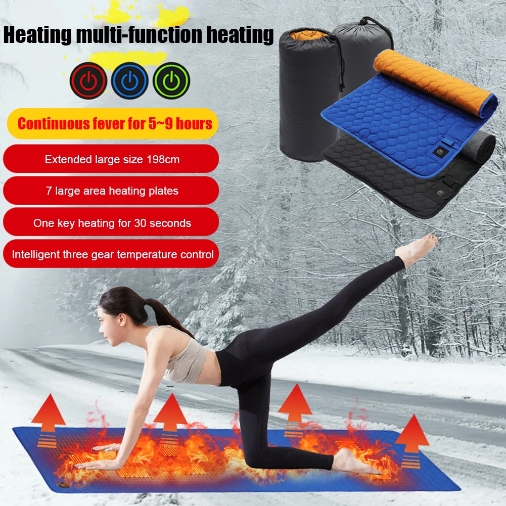 

Multi-functional USB Heated Seat Cushion 7 Zone Areas 3-Level Adjustable Heated Sleeping Pad Foldable Portable for Hiking Travel