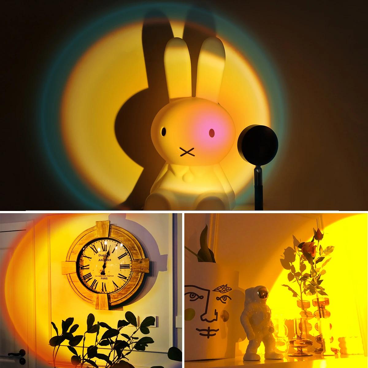 

USB Powered Sunset Lamp Rainbow LED Night Light Atmosphere For Bedroom Background Wall Projector Home Decoration Floor Lamp