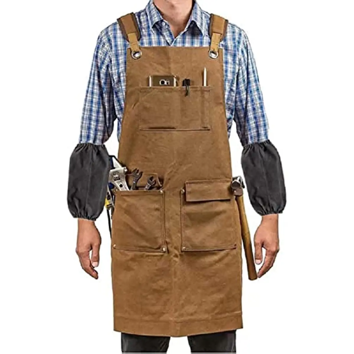 

Thickened Canvas Apron Waterproof Cleaning Woodworking Mechanic Carpenter Electrician Gardening Heavy Industry Sleeve Apron Set