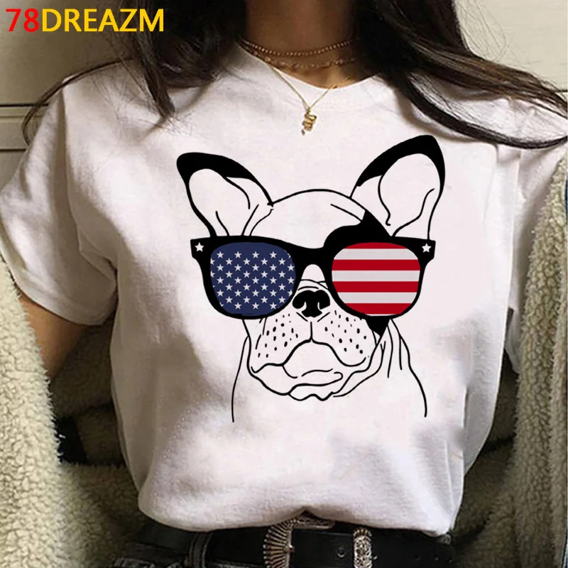 

French Bulldog tshirt t-shirt female white tumblr vintage print casual clothes t shirt ulzzang aesthetic
