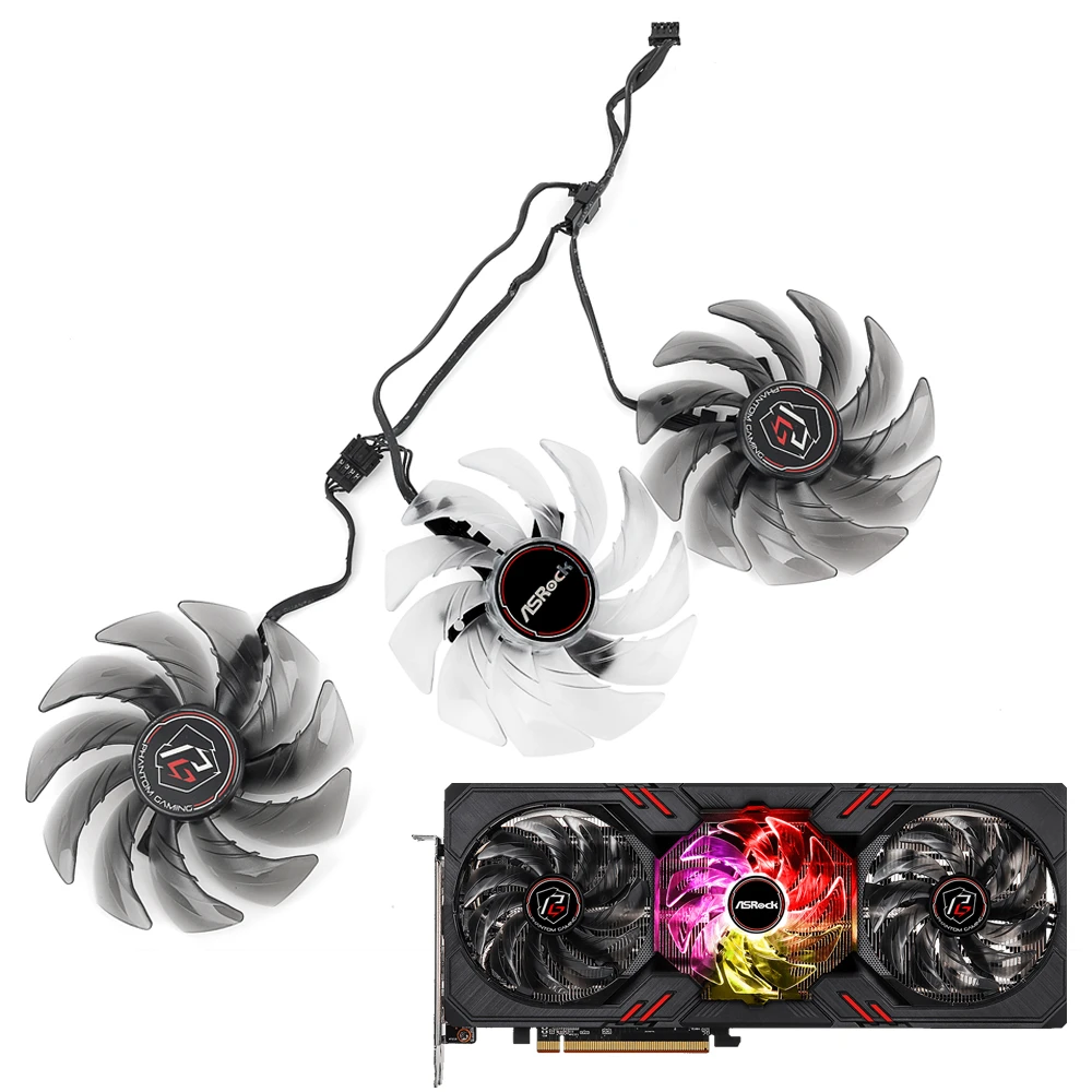 Cooler Fan Substituição para Asrock Amd Radeon rx 6600 6700 6800 6900 xt Fantasma Jogos Gráficos Placas de Vídeo Ventiladores Refrigeração Novo 87 mm