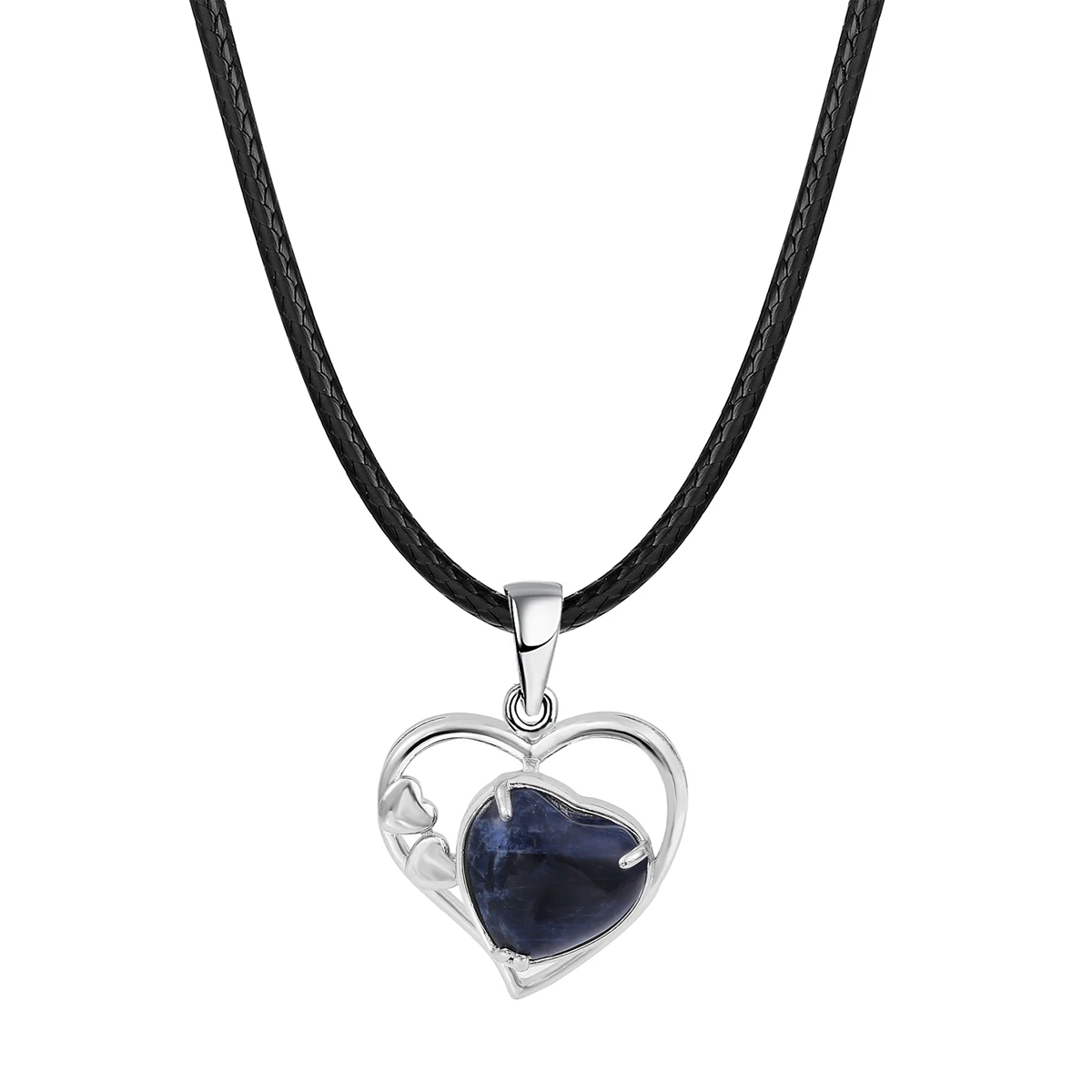 

Sodalite Любовь Сердце Металлические ожерелья 18 дюймов черный шнур для женщин девушек вечная Хрустальная подвеска Чакра Ювелирные изделия