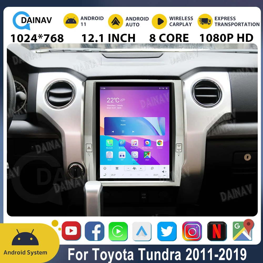 

Qualcomm Android Car Multimedia Player For Toyota Tundra 2011-2019 Car Radio 12.1 Inch 128G Auto Stereo Receiver GPS Navigation