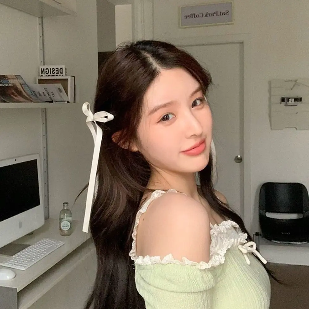 1Pair New Summer Korean Balletcore Ribbon Bow Small Hairpin Cute Girl Mini Grab Clip Bowknot Braiding Female Hair Accessories images - 6