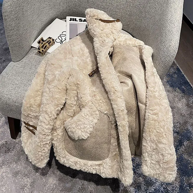 Parkas Women's Plus Size Short Fur Coats 2022 Winter New Fashion Faux Fur Cashmere Splicing Thickening Casual Warm Jackets Woman