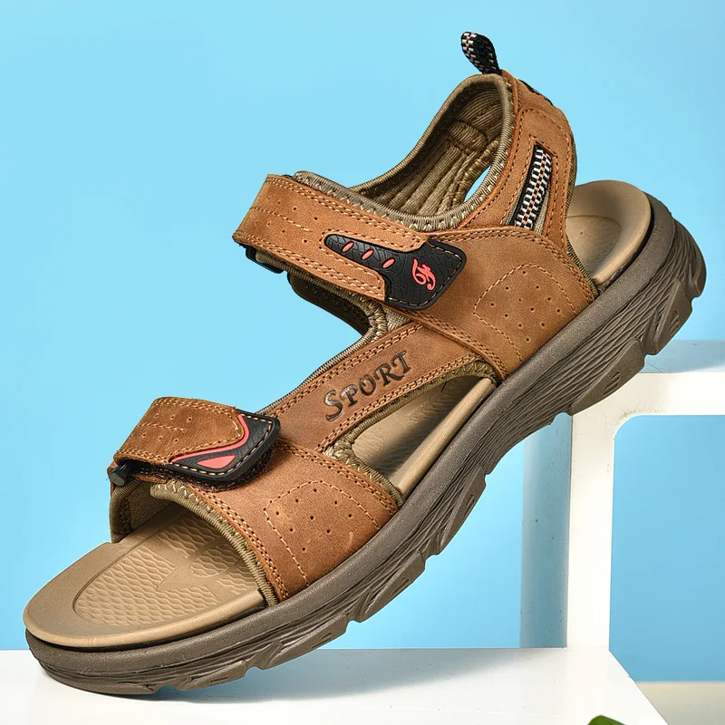 

Brand Summer Men's Sandals Soft Genuine Leather Roman Men's Sandals Business Shoes Outdoor Beach Wading Slippers Men's Sandals