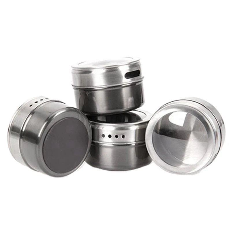 

HOT-10Pcs/Set Clear Lid Magnetic Stainless Steel Spice Jar & 50X Empty Plastic Spice Bottles 100Ml / 3.3Oz, Red