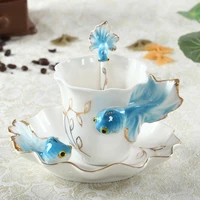 creative fashion 3d new fashion creative personality goldfish coffee cup tableware set fashion gift ceramic tea set water cup
