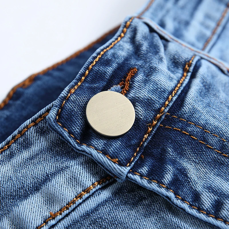 Мужские джинсы Рваные штаны новые хлопковые мужские прямые повседневные синие