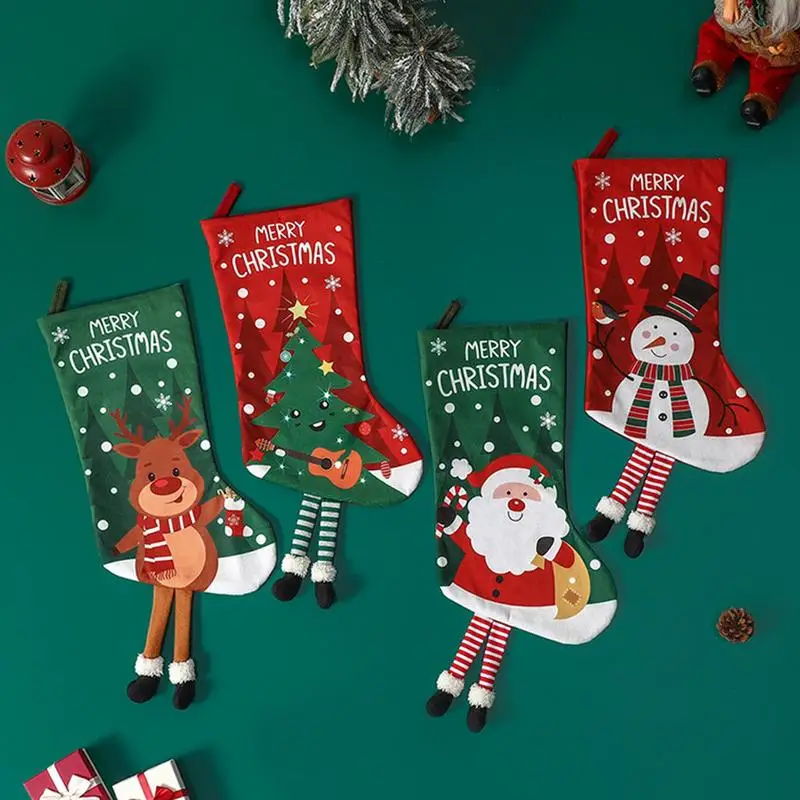 

Рождественские чулки, мягкие рождественские чулки с длинными штанинами, 4 шт., мягкий Рождественский подарок, набор чулок, Рождественский Декор