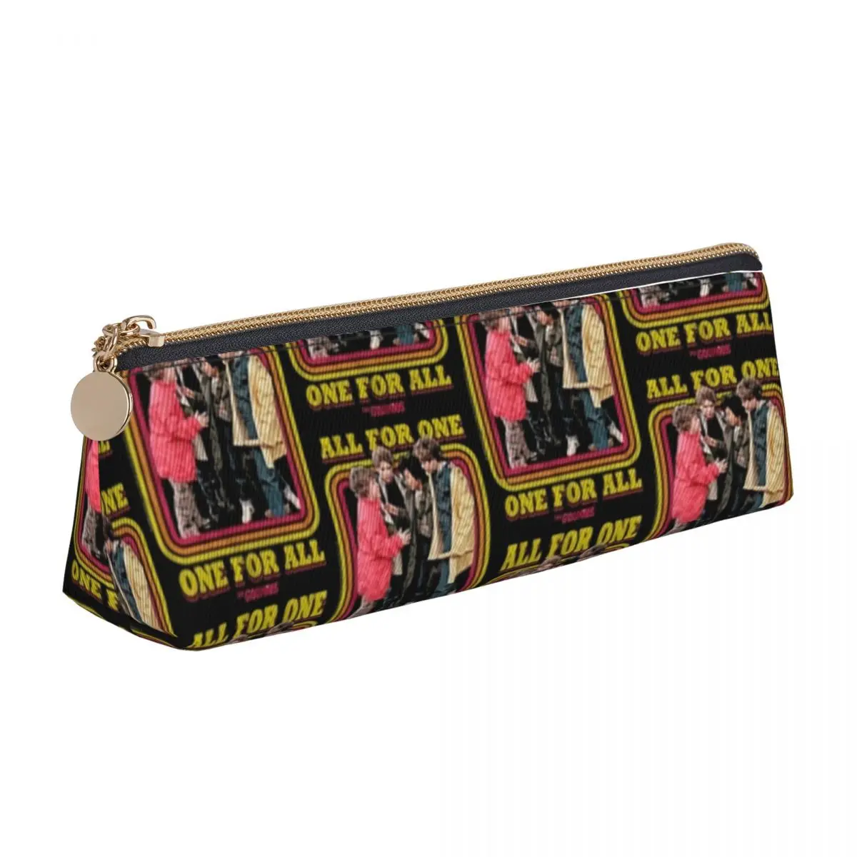 

All For One Goonies Triangle Pencil Case 80s Movie Print Kawaii Zipper Pencil Box Teens Stationery Leather Pen Bag