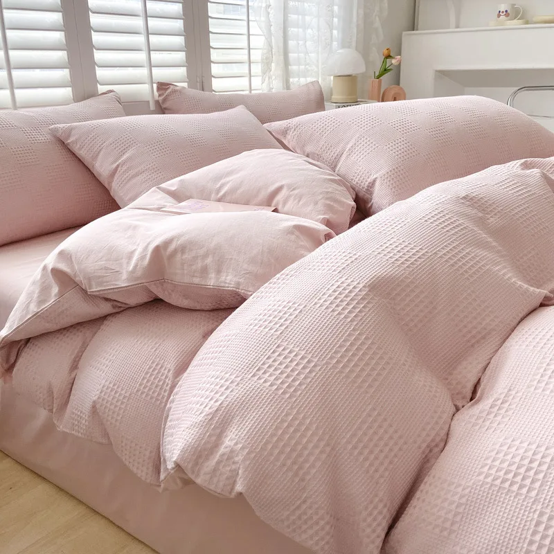 

Вафельное хлопковое постельное белье в японском стиле класса А из четырех предметов Комплект из трех предметов всесезонное постельное белье покрывало для общежития