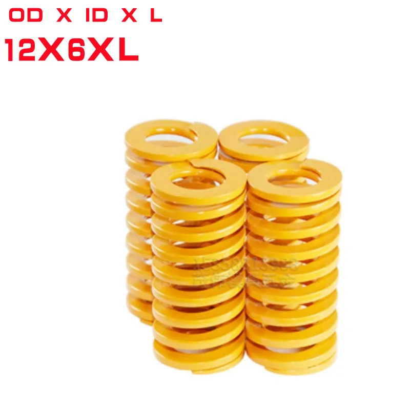 

2PCS yellow lightest load OD 12mm ID 6mm 12x 6x 20/25/30/35/40/45/50/55/60 Spiral Stamping Compression Die Spring