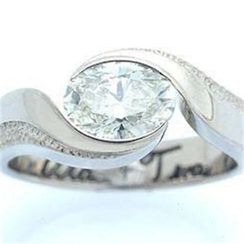 

Fashion Luxury Silver Colors Rings for Women Set Trendy Metal Inlaid White Stone Wedding Ring Engagement Jewelry