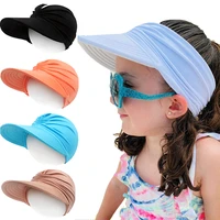 2022 flexible child hat girls anti uv wide brim visor hat travel caps baby fashion beach summer breathable sun protection hats