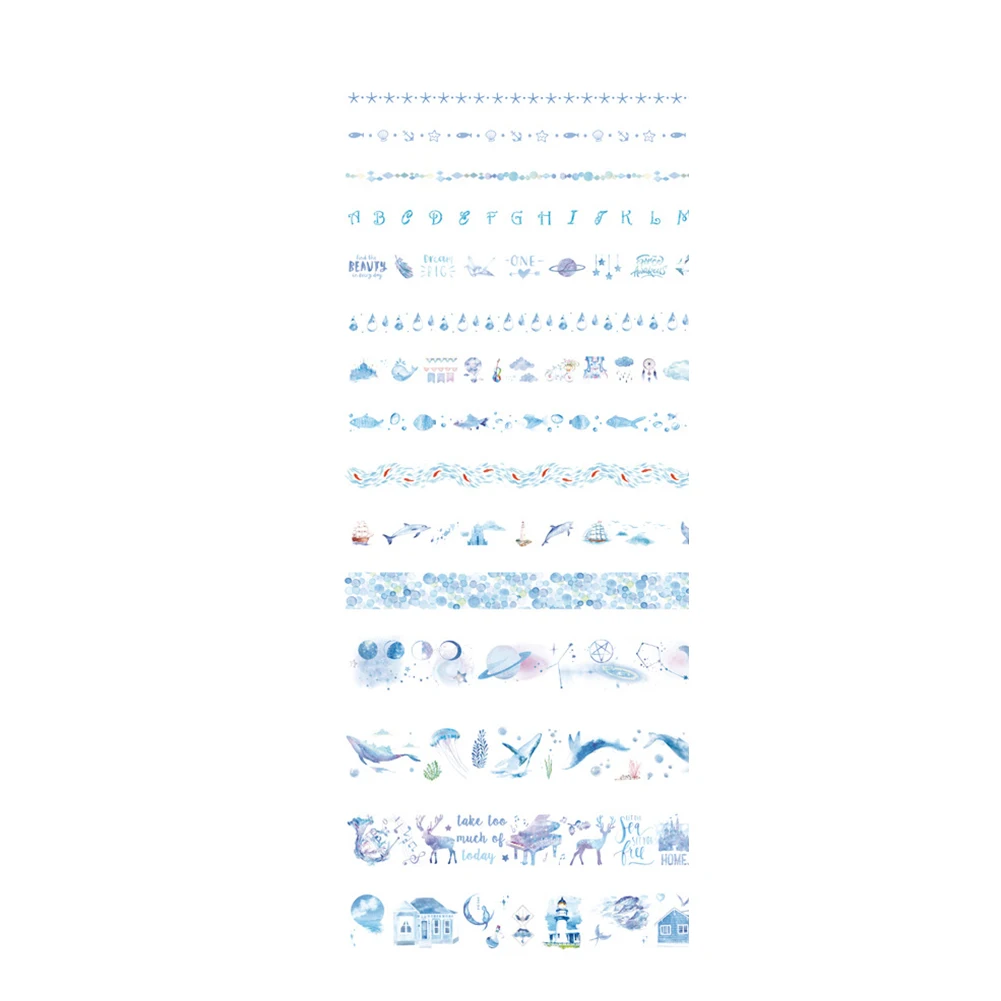 

20rolls/box Kids Gift Paper Cute Stickers School Self Adhesive Washi Masking Tape Home Stationery Travel DIY Color Printing