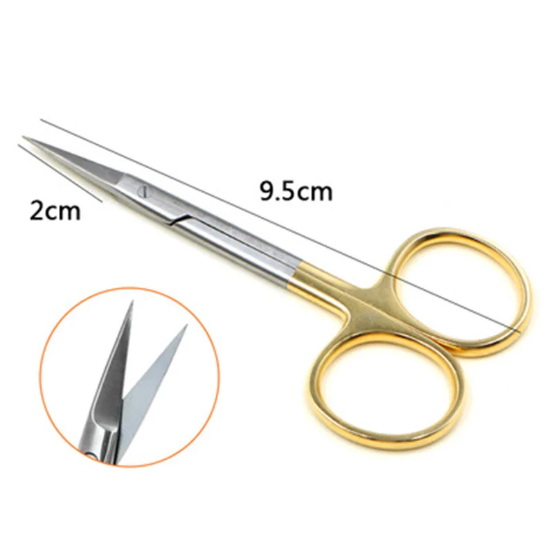 Tiangong Gold Handle 9.5cm Double Eyelid Instruments Surgical Scissors Plastic Tools Medical Scissors Stainless Steel Surgical S