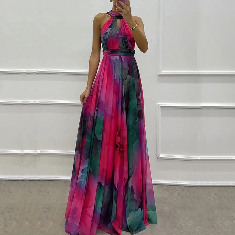 Вечернее платье без рукавов с винтажным узором и принтом повседневное богемное