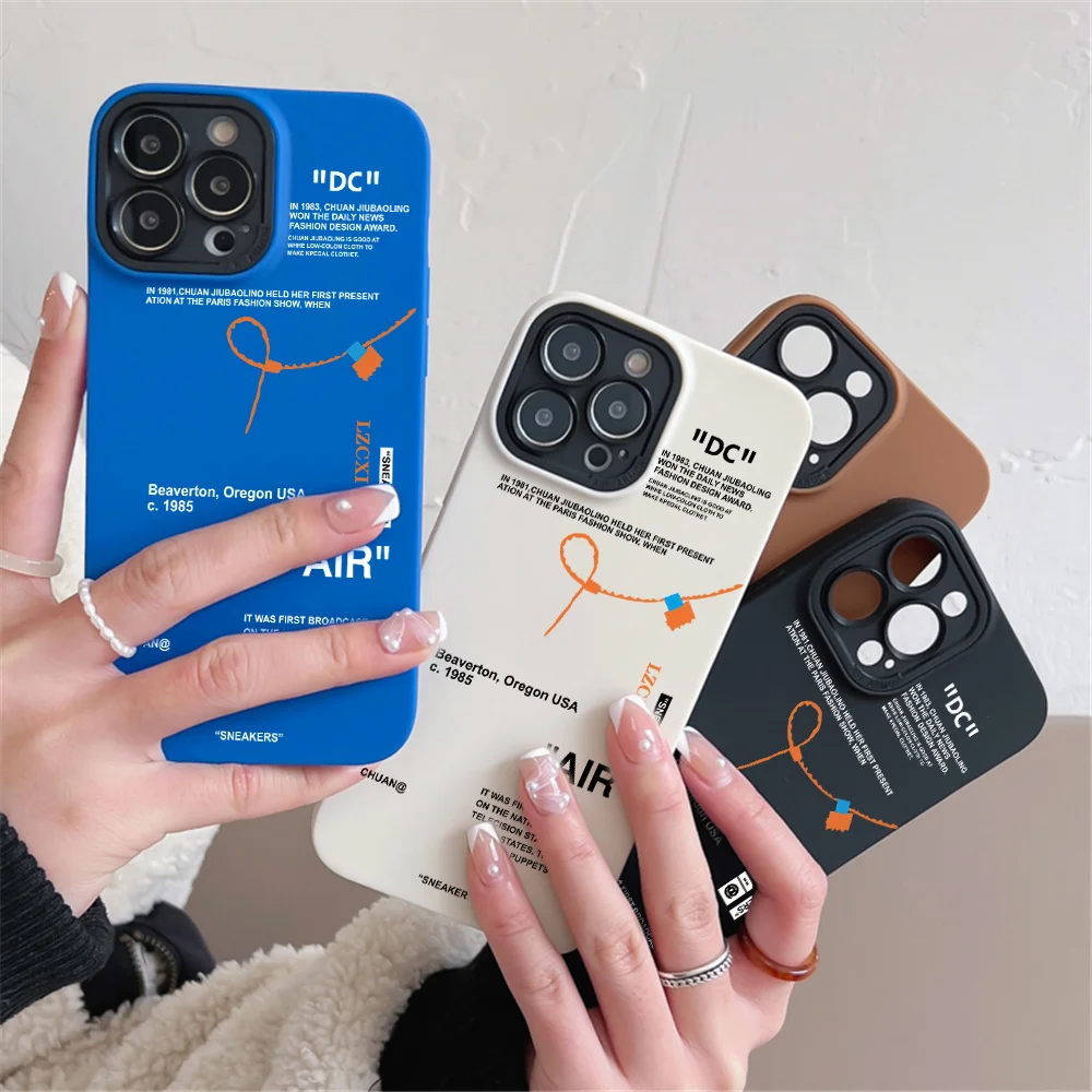

luxury brand lens protection case for iPhone 14 13 Pro Max 12 11 XS 7 8 Plus Label AIR shoes Sneakers Shoelace Cover phone Coque
