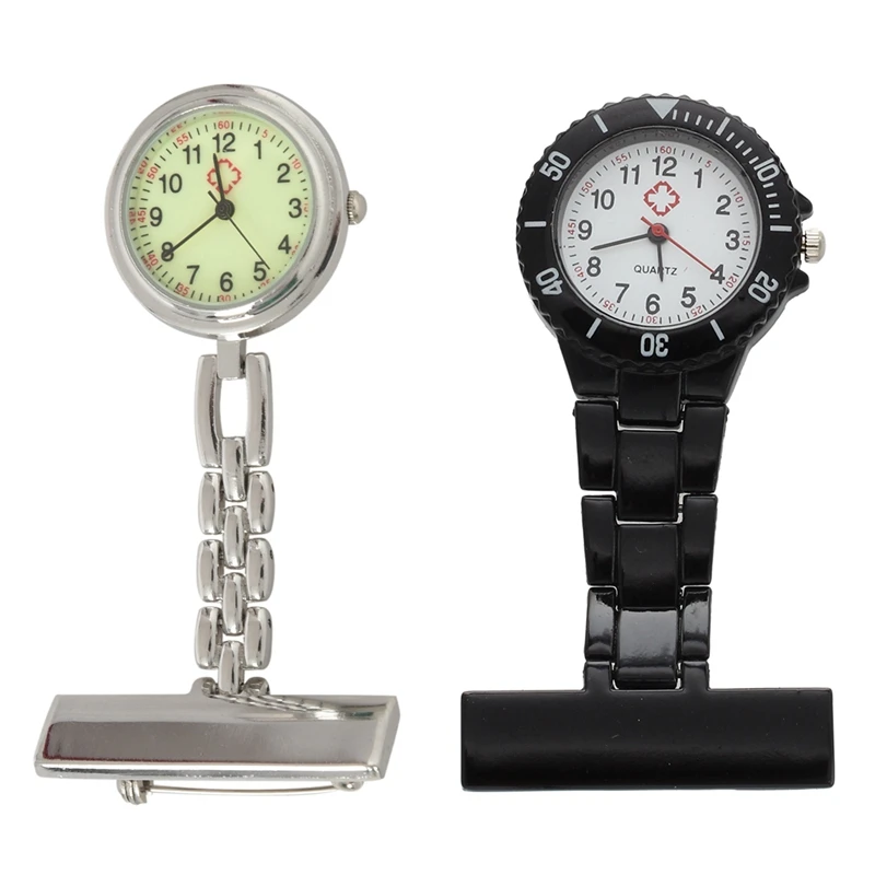 

Nurse Brooch Pocket Fob Pendant Quartz Watch & Black Quartz Movement Nurse Brooch Fob Tunic Pocket Metal Watch