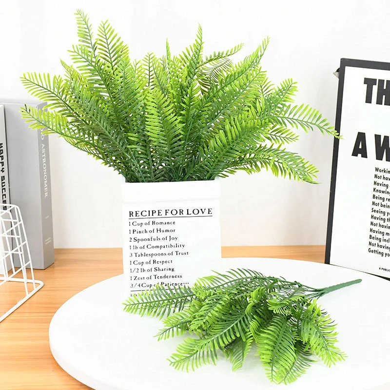 

1pcs Simulation Persian Row Grass Artificial Green Fern Plants Leaves Wedding Birthday Party Background Decoration Garden Supply