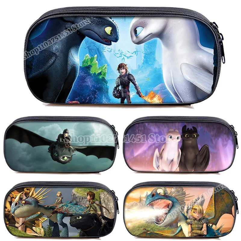 Беззубый пенал с драконом кавайный мультяшный изображением поезда дракона сумка