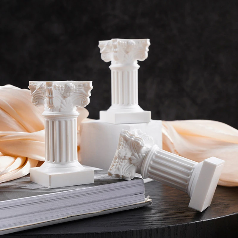 

1Pc Roman Pillar Greek Column Statue Pedestal Candlestick Stand Figurine Sculpture Indoor Home Dinning Room Garden Scenery Decor