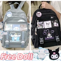 new sanrio mymelody kuromi cinnamoroll pompom purin kawaii 4 style backpack cute cartoon school bag for middle school students