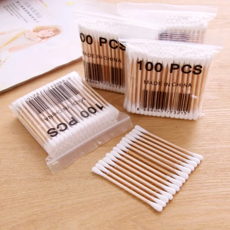 

500-1000pcs/lot Makeup Cotton Swabs Set Double Head Micro Wood Brushes Eyelash Extension Glue Removing Noses Ears Cleaning Tools