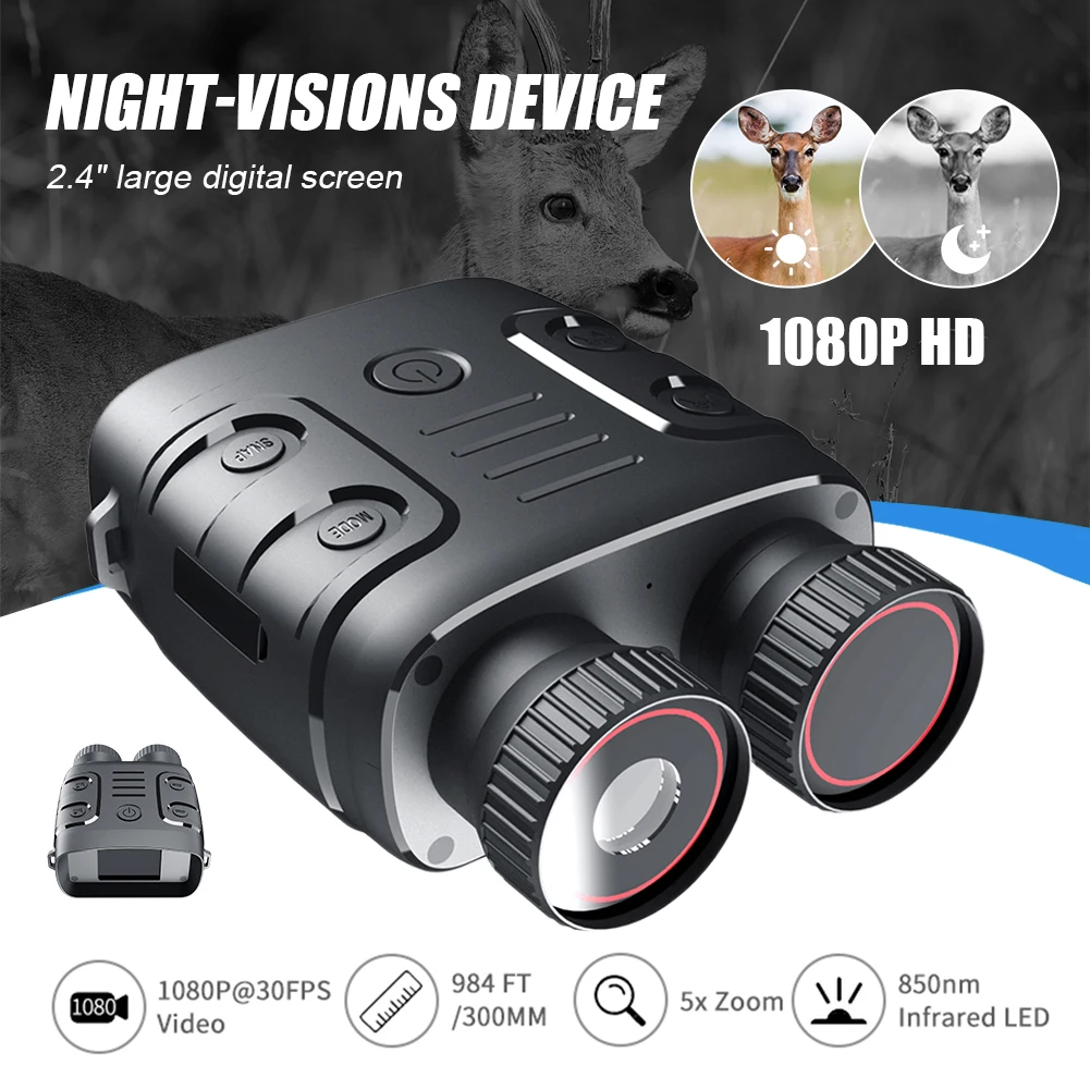 

960P Binoculars Night Vision IR Device HD 5X Digital Zoom Hunting Telescope Full Dark Viewing Distance Hunting Telescope 300M