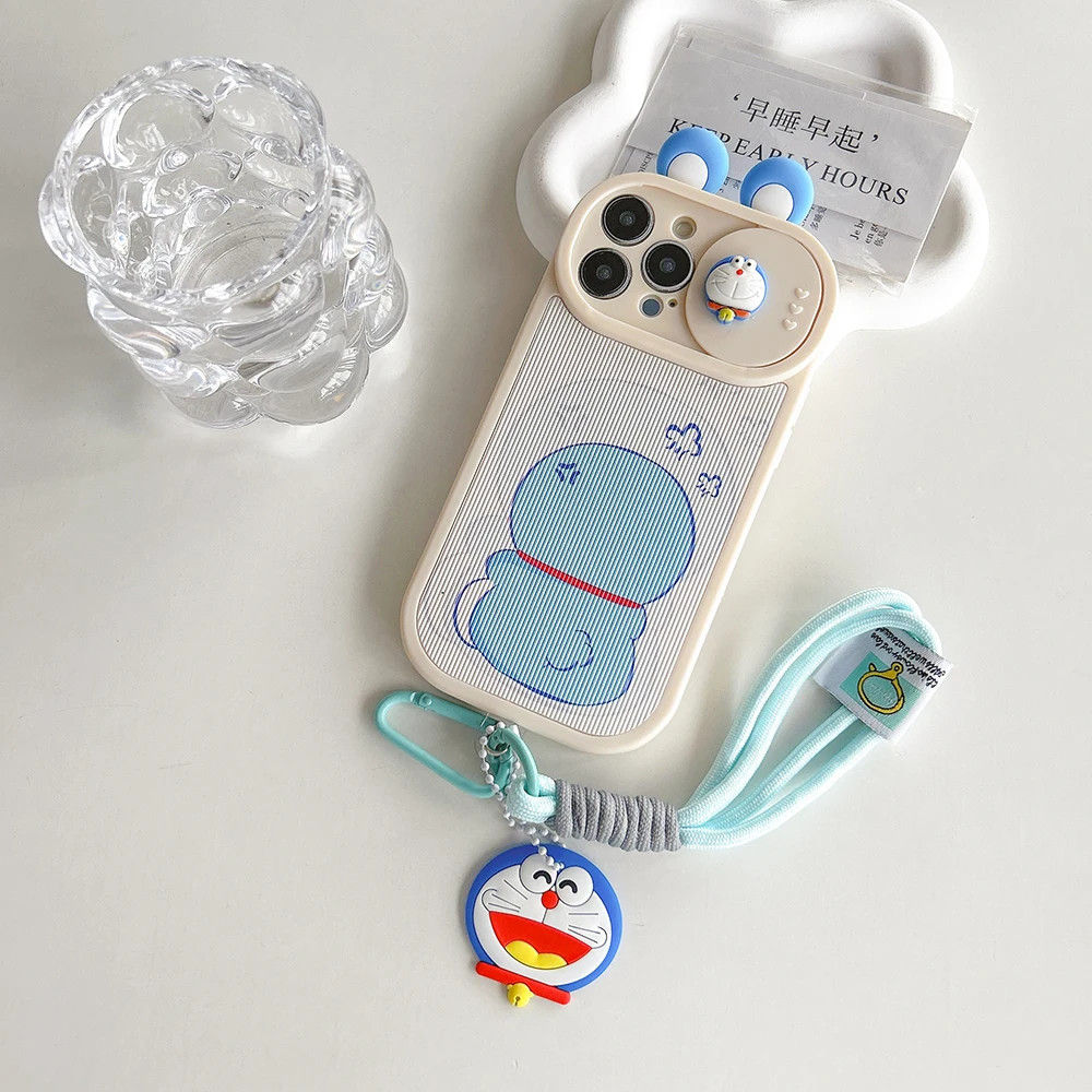 Чехол для телефона с раздвижным окном в стиле аниме 3D Ear D-Doraemons IPhone 16 15 14 13 12 11 Pro Max