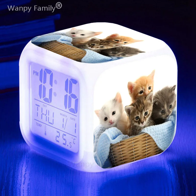 Kids Room Home Decor Mural Pet Cat Desk Clock