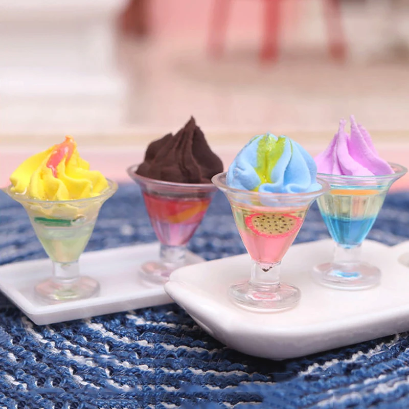 

1pcIce Cream Cups Set Drink Model Pretend Play Mini Food Doll Accessories Fit Play House Toy CUTE Dollhouse Miniature