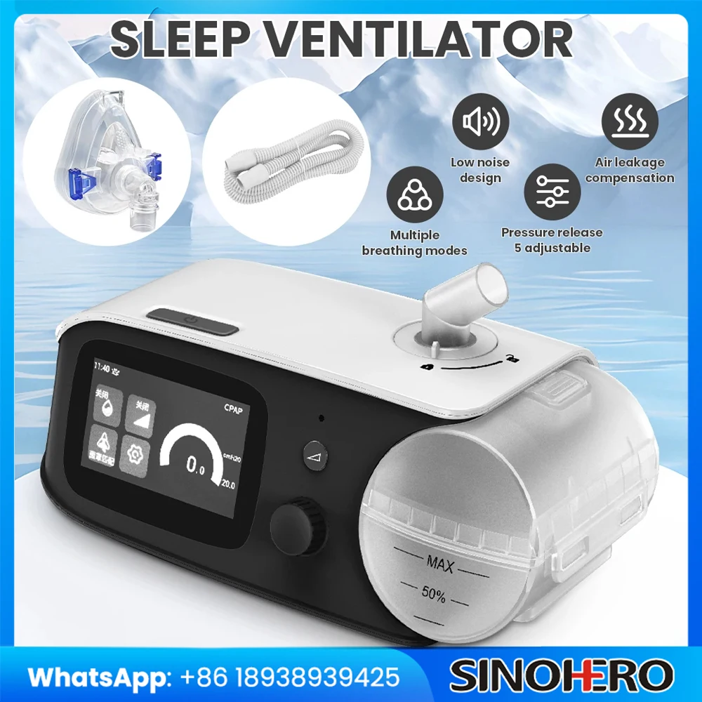Фото Автоматическая машина CPAP APAP для домашнего/больнистого использования, лакомств апноэ во сне, храпа, 4–20 лПа, портативная портативность с 5 уровнями влажности, хранилище данных. №1