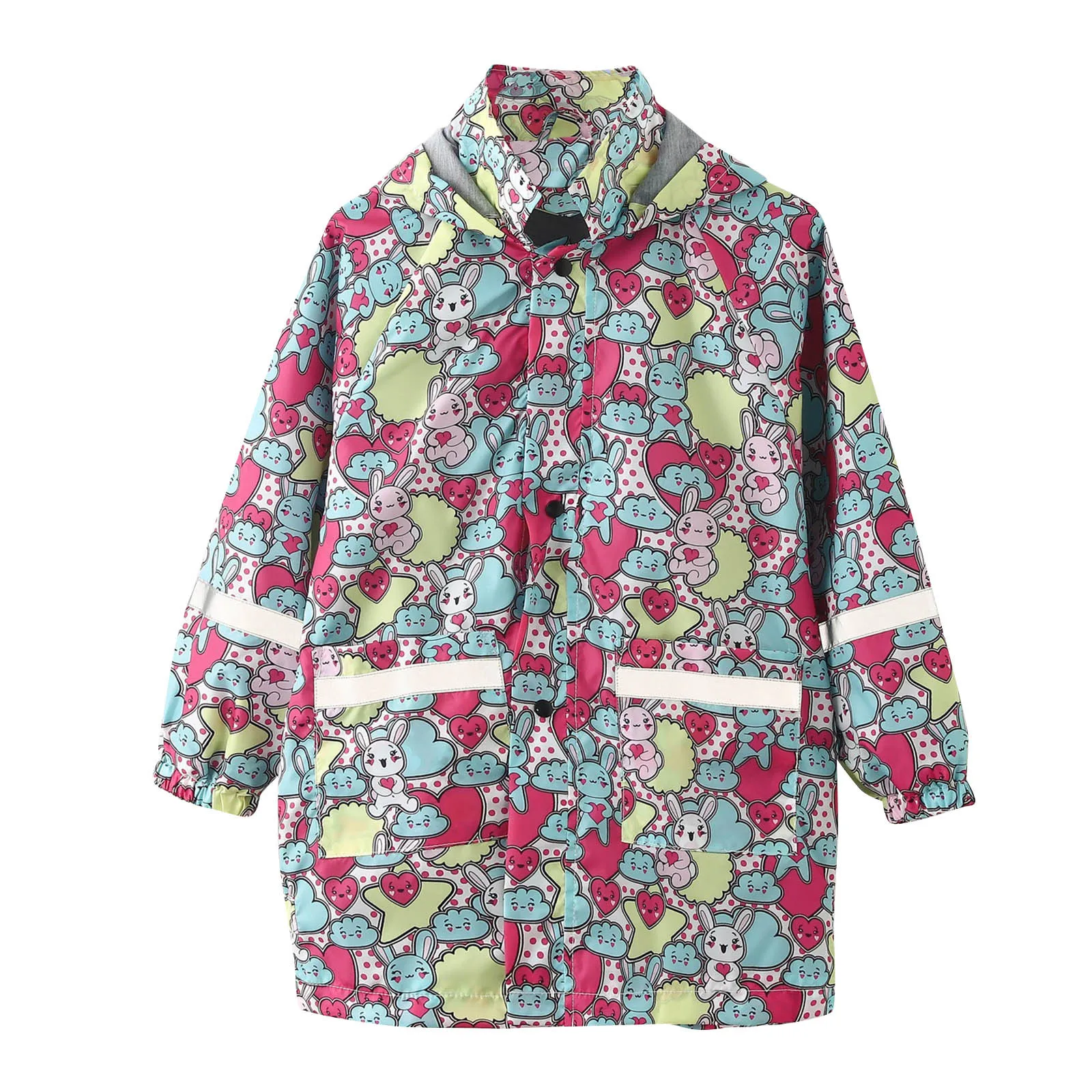 

Girls Hooded Raincoat Cartoon Print Rain Dungarees Waterproof Windproof 2-11Y Outwear Raincoat Womens Cloaks Capes Big Girl