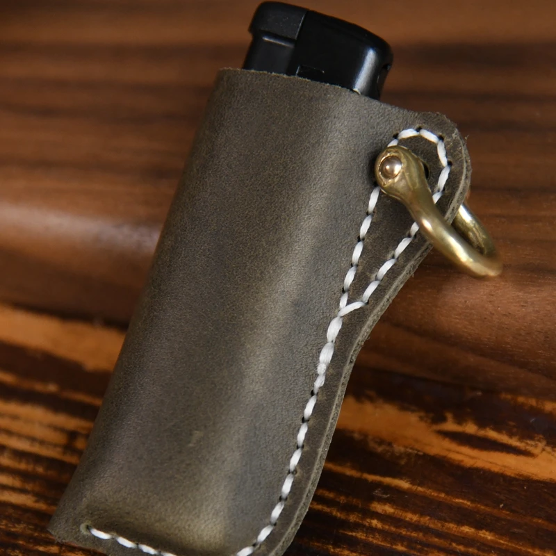Ручная работа кожаная зажигалка Премиум полностью зернистая шкура ручная с