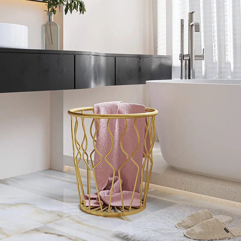 Simple dirty clothes basket Iron dirty clothes storage basket household storage basket light luxury metal clothes storage basket