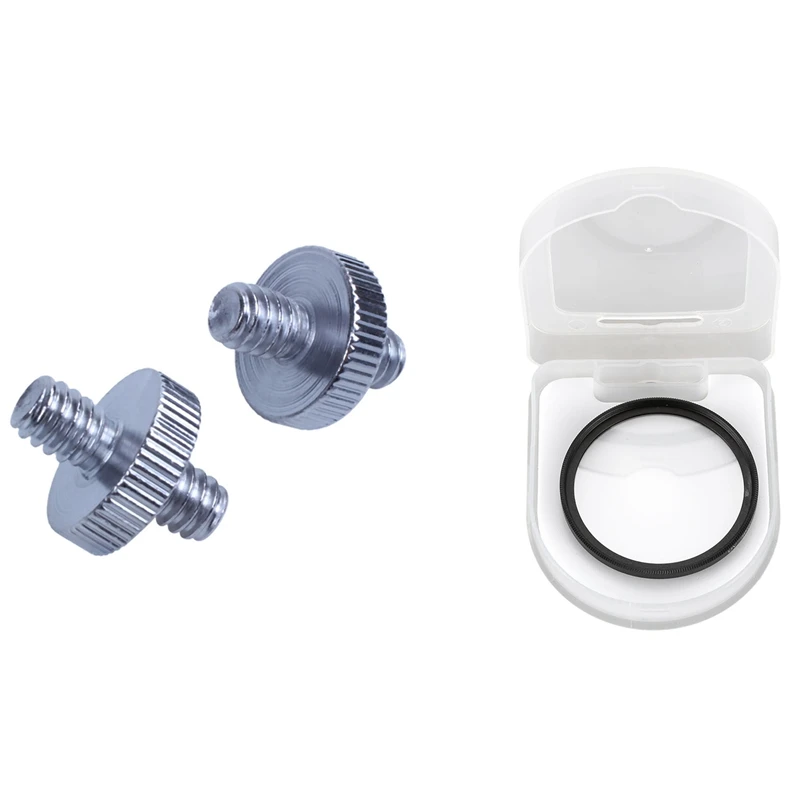 

1 Pcs 49Mm Protector Ultra-Violet UV Lens Filter & 5 Pcs 1/4 Inch Male To 1/4 Inch Male Threaded Screw Adapter