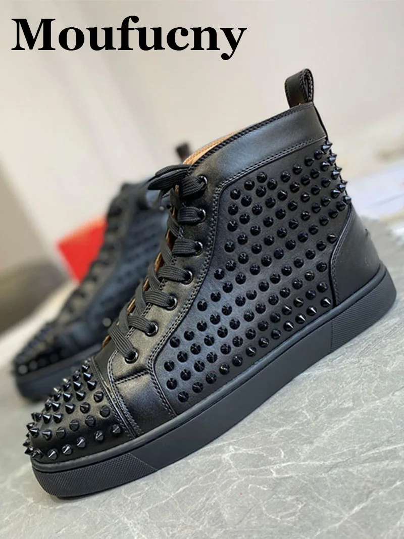Moufucny Роскошные кожаные кроссовки Модные мужские и женские удобные красные