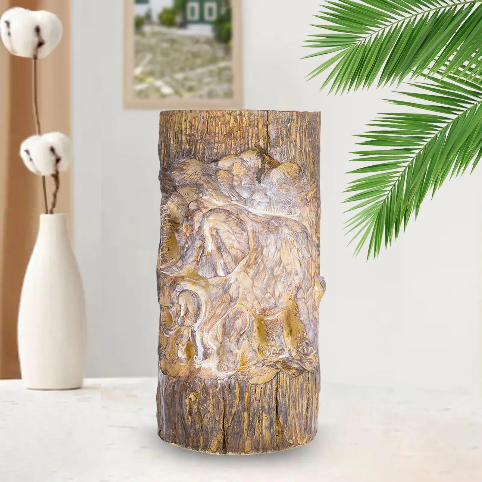 

Elephant Statue Elephant Woodcut Decoration Resin Table Ornament Elephant Figurine for Birthday Restaurant Drawing Room Desktop