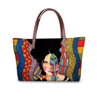 africa girl style print tote bags exquisite woman large capacity bag beach travel storage handbag