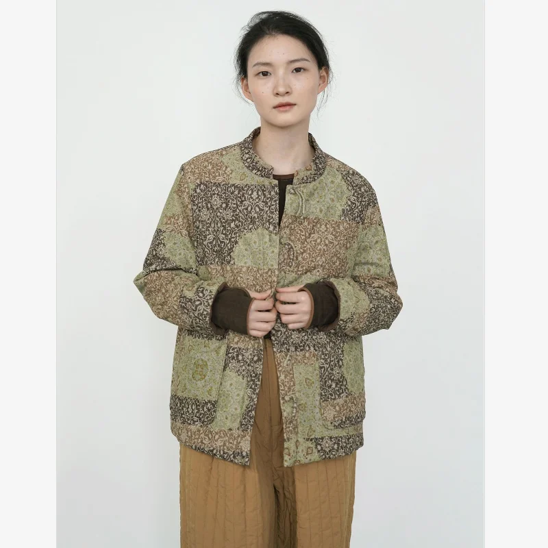 Новая китайская одежда с шлифовальным принтом и пряжкой на хлопковой подкладке