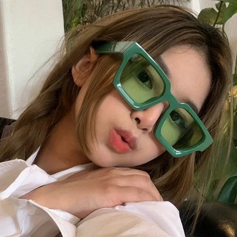 

Fashion Vintage Big Square Sunglasses UV400 Retro Men Women Butterfly Green Sun Glasses Brand Designer Unisex Ins Style Eyewear
