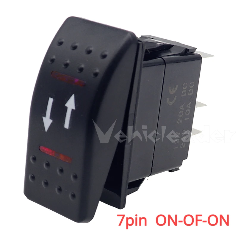 12 В/24 в морской клавишный переключатель SPST/ON OFF, DPDT/(ON) OFF (ON), водонепроницаемая красная светодиодная подсветка для автомобильной лодки, ARB клавишный переключатель