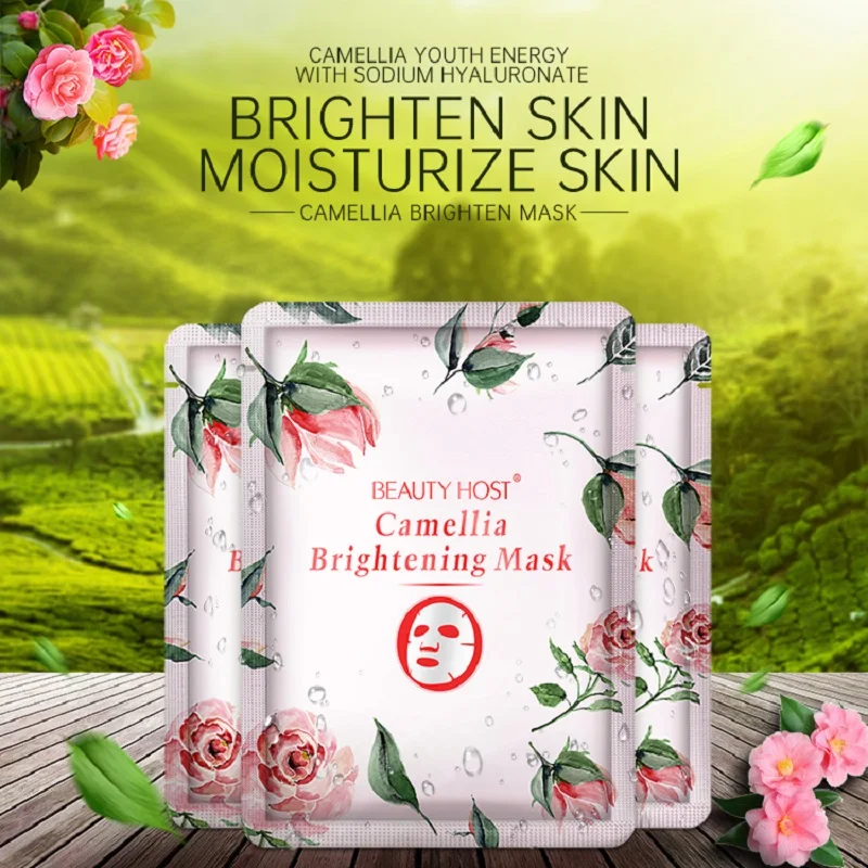 

5pcs Camellia Whitening Brighten Facial Mask Moisturizing Anti-Aging Skin Care