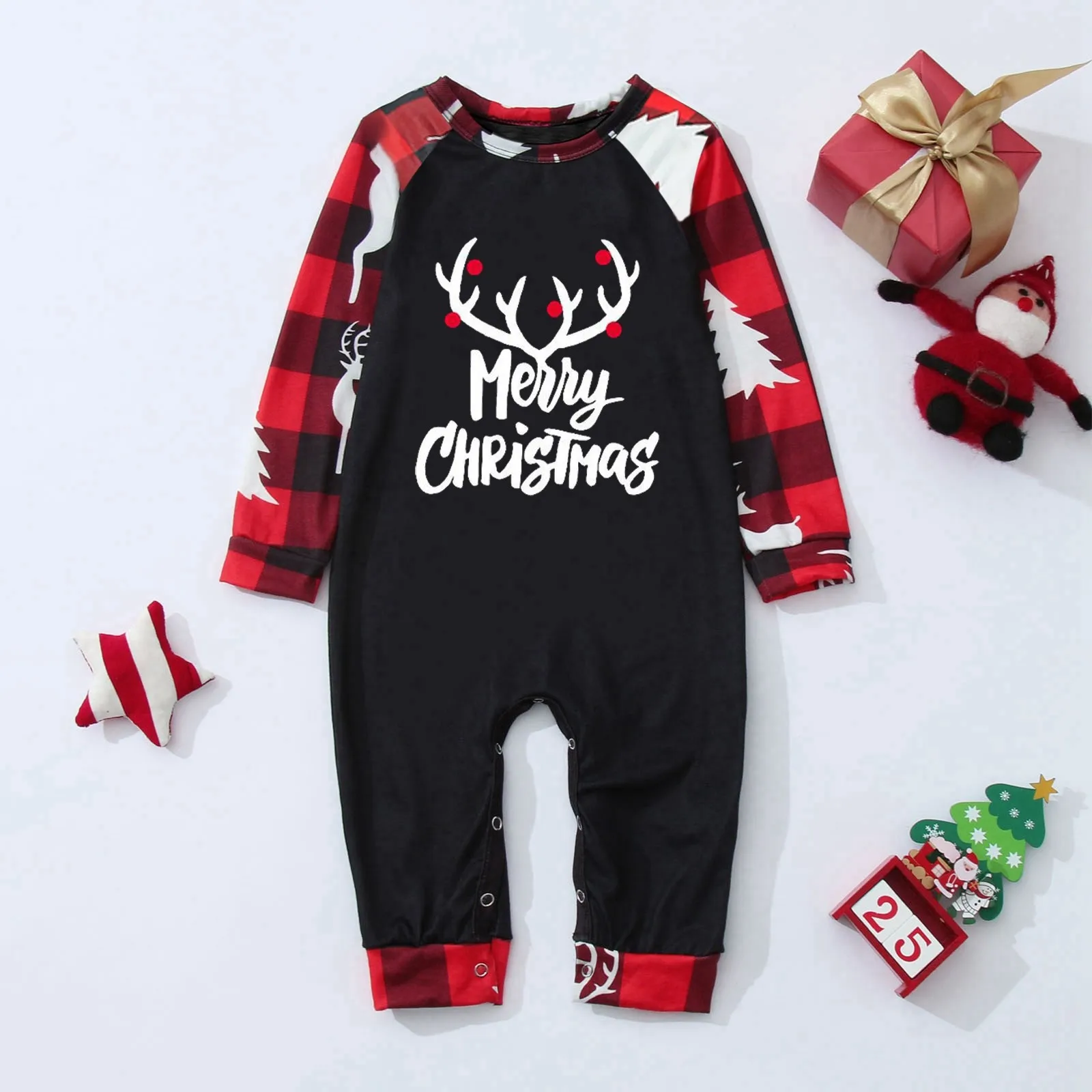 Новый рождественский семейный комплект красная домашняя пижама в клетку с